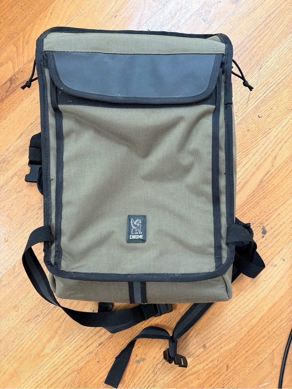 Chrome Logo Khaki Canvas Backpack